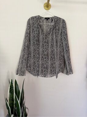 theory sheer snake print top